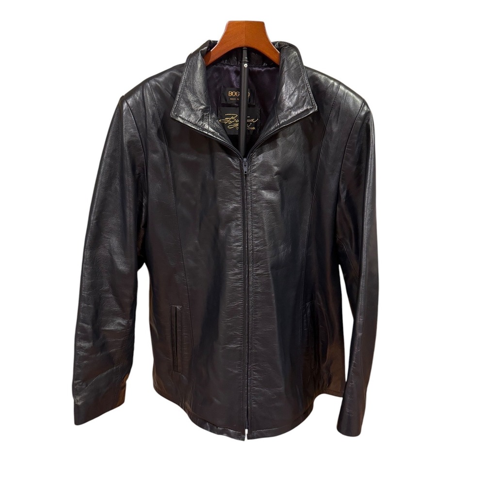 Y2K vtg soft supple Bogato Black Leather Zip Up Jacket Made in Canada Womens XL - Picture 4 of 7